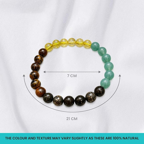 Money Magnet Crystal Bracelet for Men & Women | Tiger Eye, Citrine, Green Aventurine & Pyrite Natural Stone Beads | Wealth, Prosperity, Good Luck & Positive Energy | Stretchable Crystal Jewelry