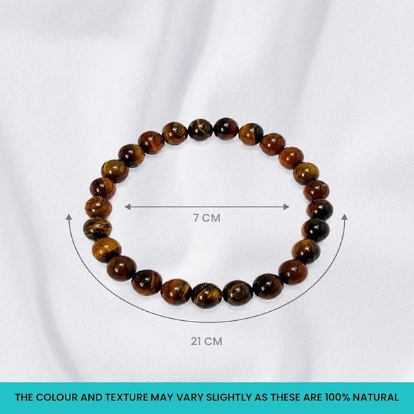 Tiger Eye Stone Bracelet for Men & Women | Natural Tiger Eye Crystal Beads | Good Luck, Confidence & Positive Energy | Stretchable Crystal Bracelet