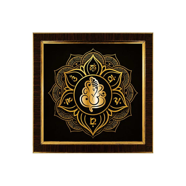 Lord Ganesha Wall Frame | 3D Golden Acrylic Ganpati Wall Decor | Vastu Wall Hanging for Home Entrance | Pooja Room Decoration