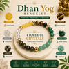 Dhan Yog Crystal Bracelet for Men & Women | Citrine, Tiger Eye, Green Jade, Green Aventurine, Sphatik & Pyrite Crystals | Wealth, Good Luck & Positive Energy | Stretchable Crystal Bracelet