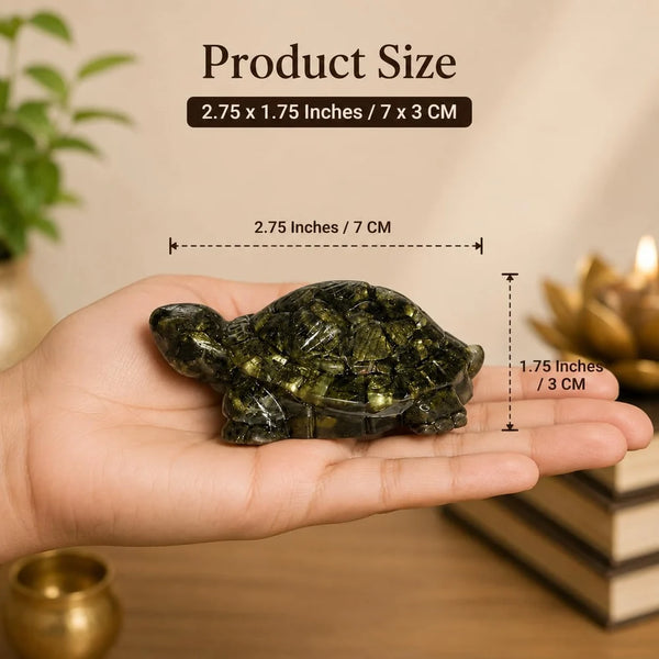 Natural Pyrite Tortoise (Kachhua) | Certified Pyrite Crystal Tortoise for Wealth, Prosperity, Good Luck & Positive Energy | Feng Shui & Vastu Turtle for Home, Office & Business Decor