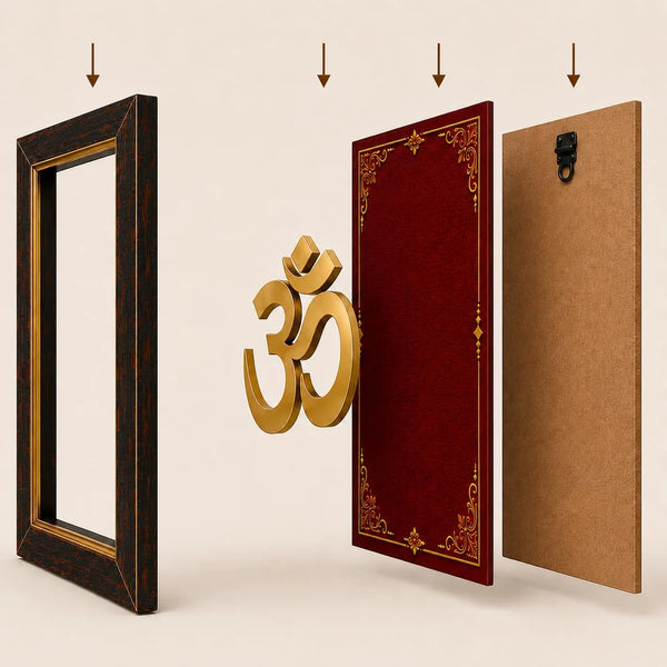 Lord Ganesha Wall Frame | 3D Golden Acrylic Ganpati Wall Decor | Vastu Wall Hanging for Home Entrance | Pooja Room Decoration