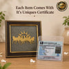 Natural Pyrite Seven Running Horse Frame with Surya Dev | Original Pyrite Vastu Frame for Wealth, Success, Career Growth & Business | Certified Pyrite Stone Wall Decor | Home Office Table & Wall Mount | 7.5 x 7.5 Inch