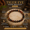 Tiger Eye Stone Bracelet for Men & Women | Natural Tiger Eye Crystal Beads | Good Luck, Confidence & Positive Energy | Stretchable Crystal Bracelet