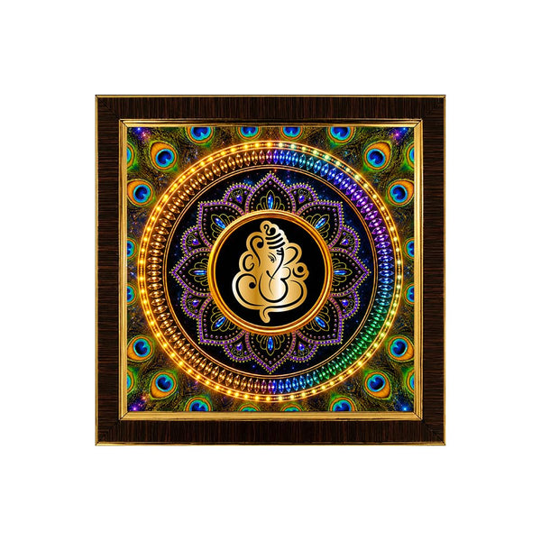 Lord Ganesha Wall Frame | 3D Golden Acrylic Ganpati Wall Decor | Vastu Wall Hanging for Home Entrance | Pooja Room Decoration