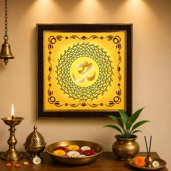 Om Wall Frame | Vastu Wall Decor for Home Entrance | Pooja Room Wall Hanging