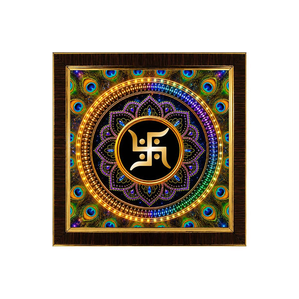 Golden Acrylic Swastik Wall Frame | Vastu Wall Decor for Home Entrance | Pooja Room Wall Hanging | Religious Decor for Home & Office