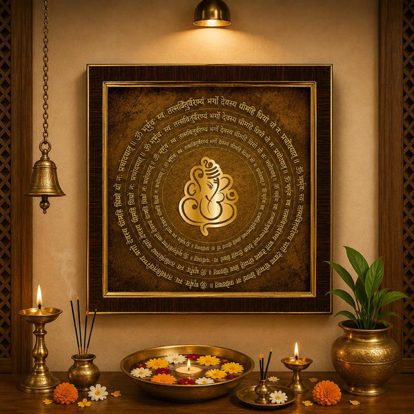 Lord Ganesha Wall Frame | 3D Golden Acrylic Ganpati Wall Decor | Vastu Wall Hanging for Home Entrance | Pooja Room Decoration