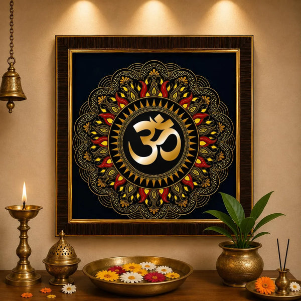 Om Wall Frame | Vastu Wall Decor for Home Entrance | Pooja Room Wall Hanging