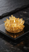 Citrine Crystal Cluster Diya for Wealth, Prosperity, Abundance & Positive Energy | Decorative Crystal Oil Lamp for Home Temple, Vastu & Festive Décor